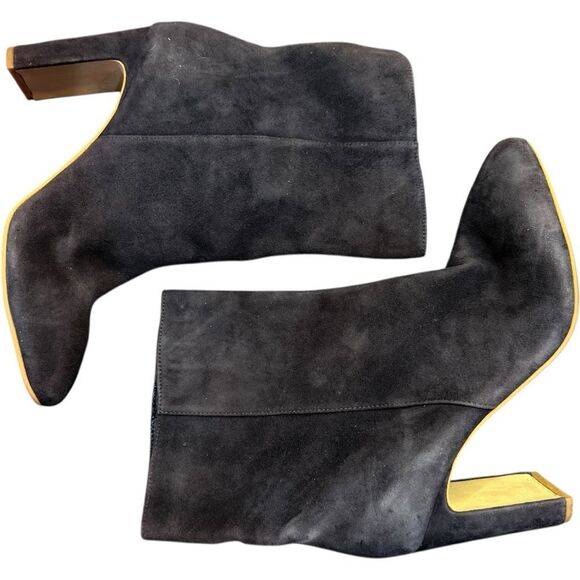 DOLCE VITA Boots Dolce Vita Gray Grey Mid Calf High Heel Ankle Boots Booties Lea - Picture 4 of 6